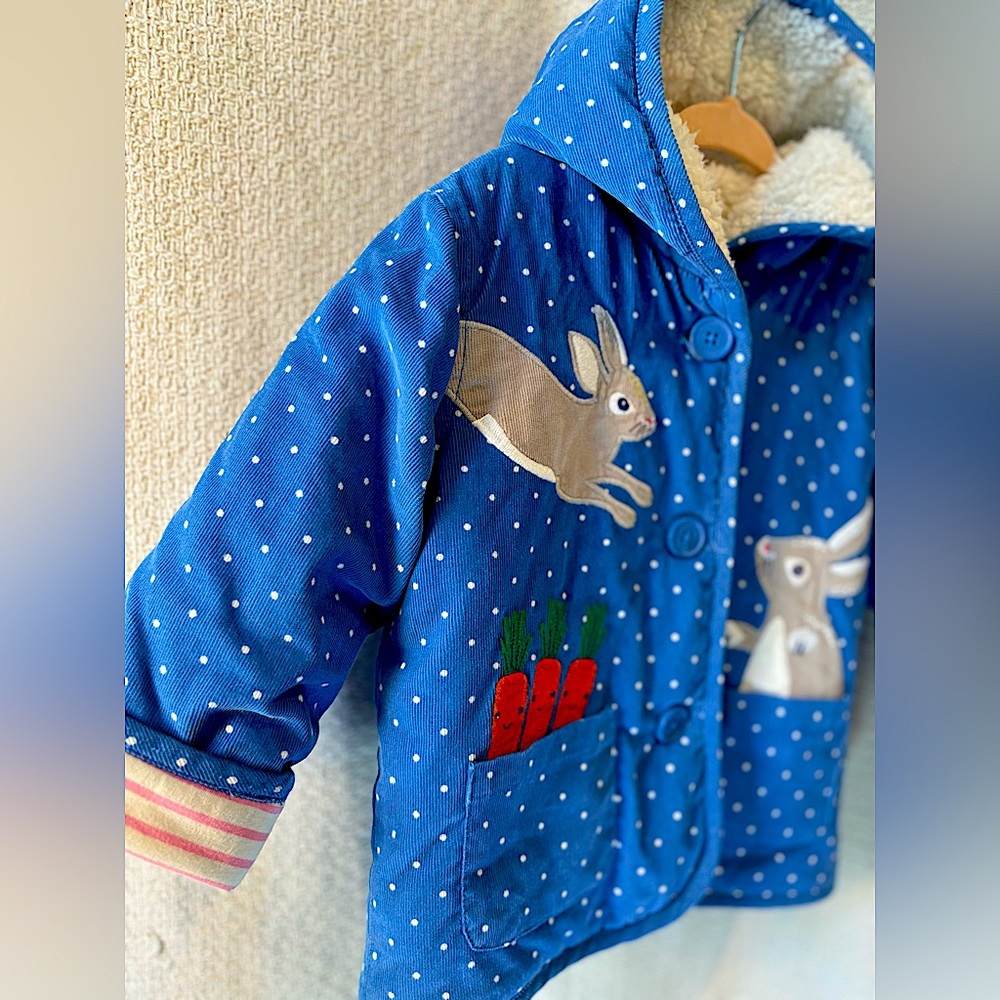 LIKE NEW. 18-24 month Mini Boden corduroy appliqué lined coat.